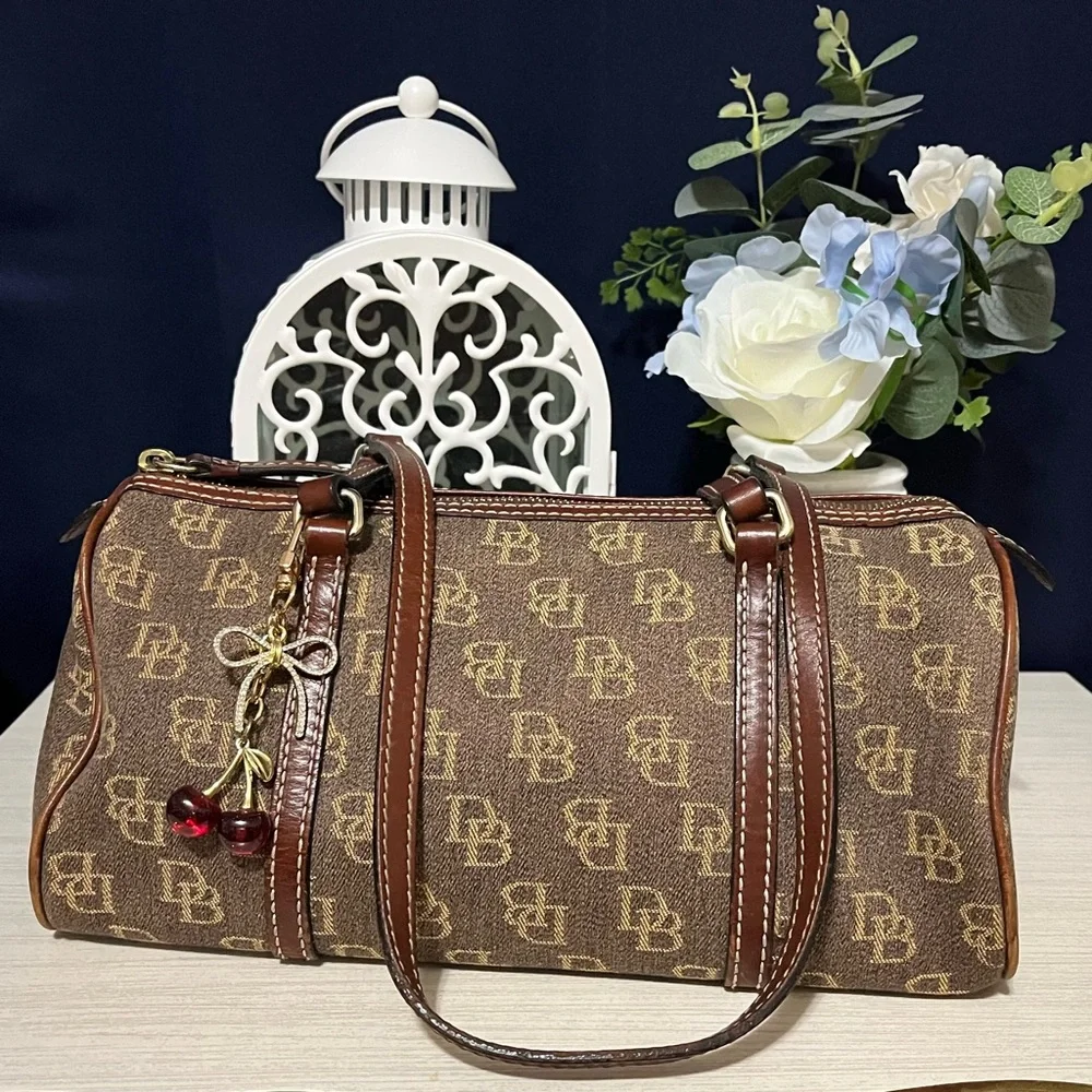Dooney & Bourke Brown Monogram barrel Bag - Picture 1 of 13